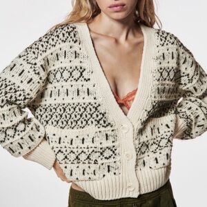 Zara Black and White Patterned Cardigan